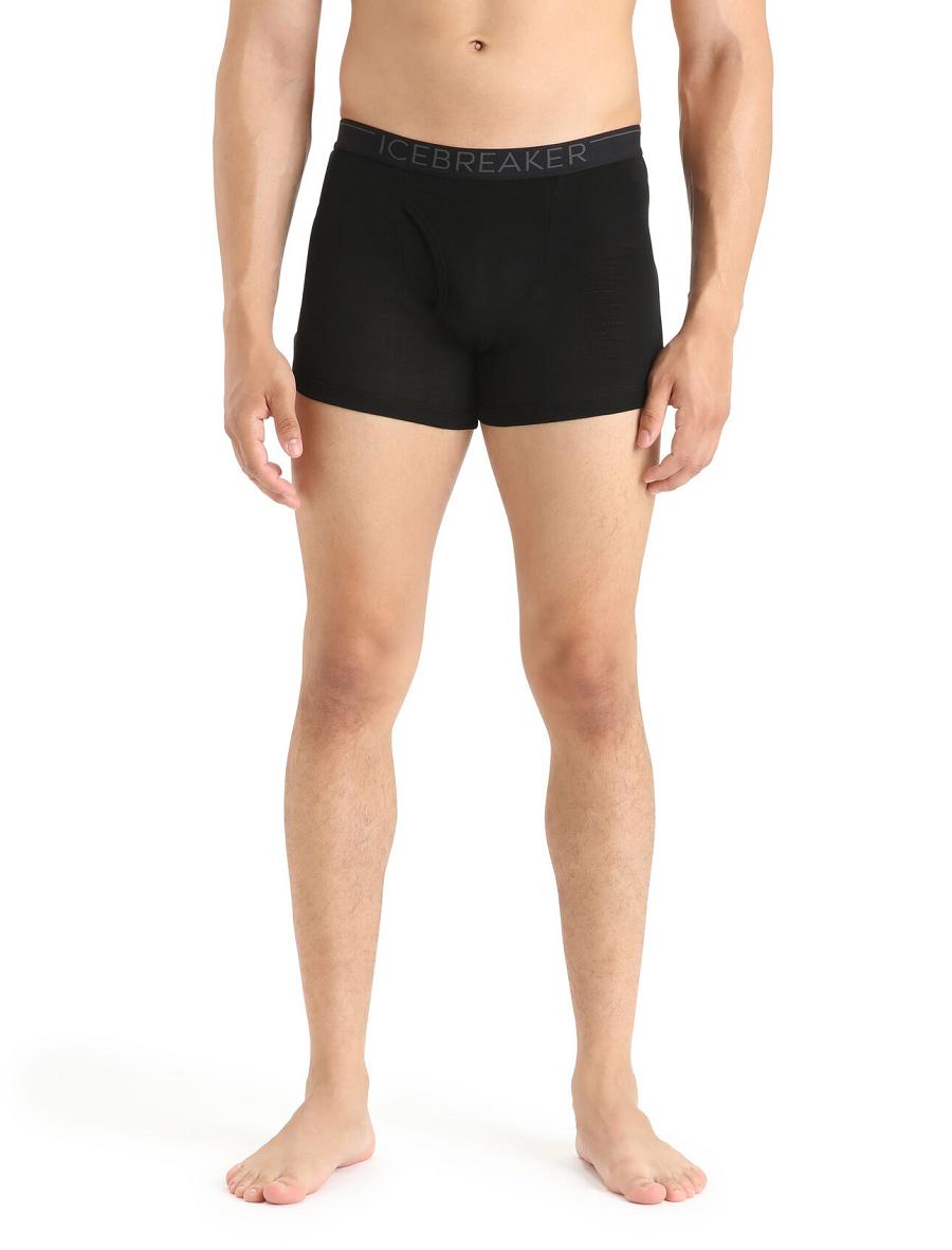 Bielizny Icebreaker Merino 175 Everyday Thermal Boxers With Fly Męskie Czarne | PL 1654MQZA